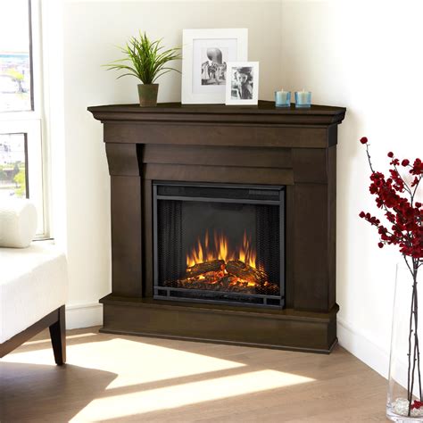 Real Flame Chateau Corner Electric Fireplace In Dark Walnut 38hx41wx25d