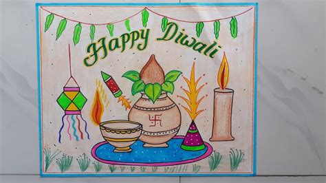 Diwali Drawing Easy Steps Diwali Poster Drawing Idea Happy Diwali