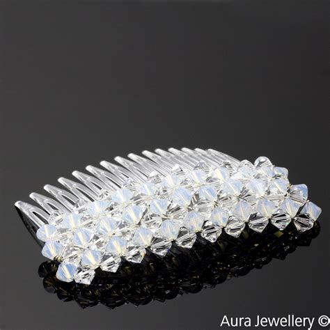 Wedding Handcrafted Clear White Bridal Swarovski Crystal Hair Comb