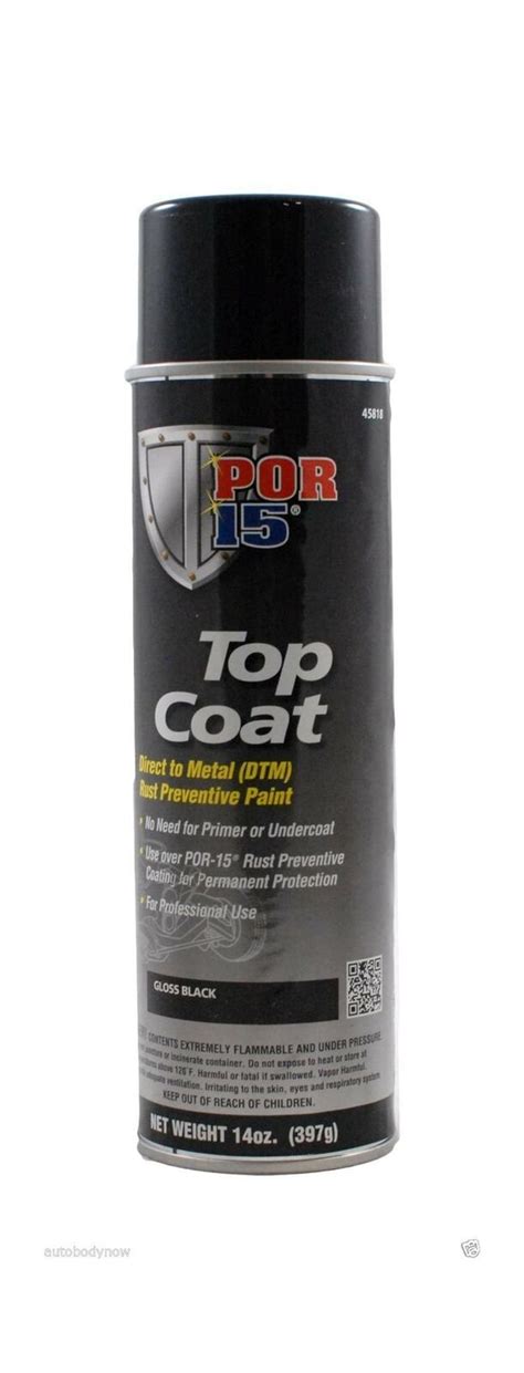 Por 15 Top Coat Gloss Black Spray Rust Preventive Paint Uv Resistant