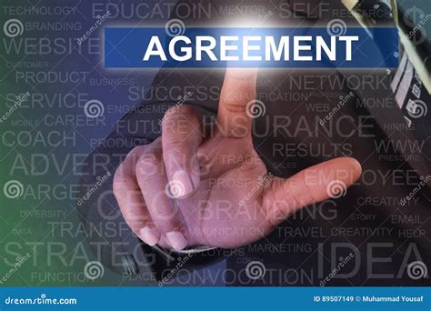 Businessman Touching Agreement Button On Virtual Screen Stock Image