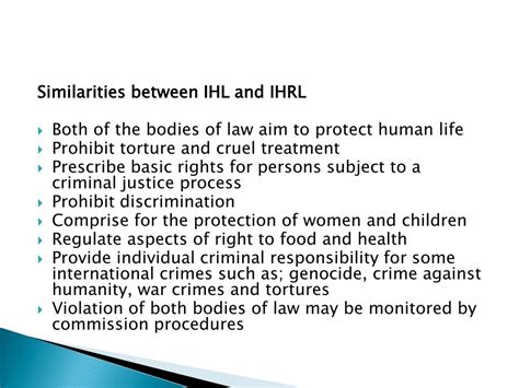 Ppt International Humanitarian Law And Human Rights Law Differences