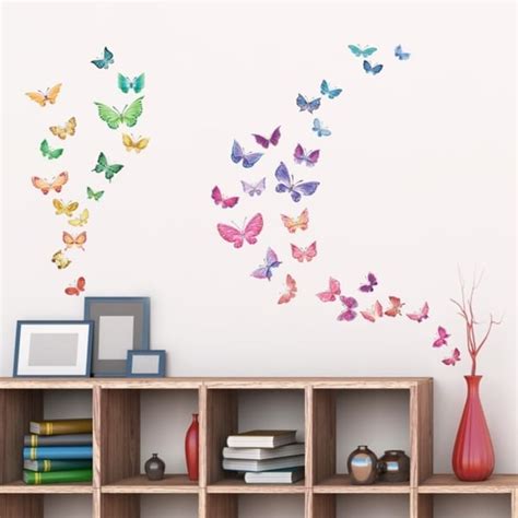 Shop Watercolour Butterflies Peel And Stick Nursery Kids Wall Decals