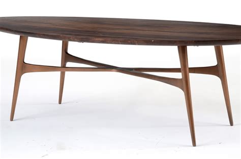 Mid Century Modern Oval Walnut Coffee Table Ebth