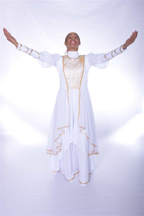 The Bride Cascade Pc Set White Gold Praise Dance Outfits Dance Garments Dance Outfits