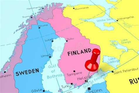 Finland Helsinki Hoofdstad Op Politieke Kaart Wordt Gespeld Die
