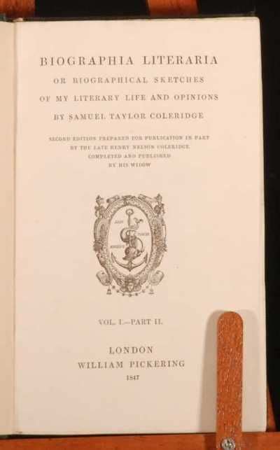 Biographia Literaria By Samuel Taylor Coleridge 1847