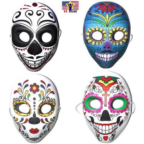 Halloween Day Of The Dead Sugar Skull Mask Costume Dia De Los Muertos