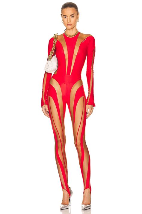 Mugler Illusion Shaping Bodysuit In Red Nude 02 Fwrd Artofit