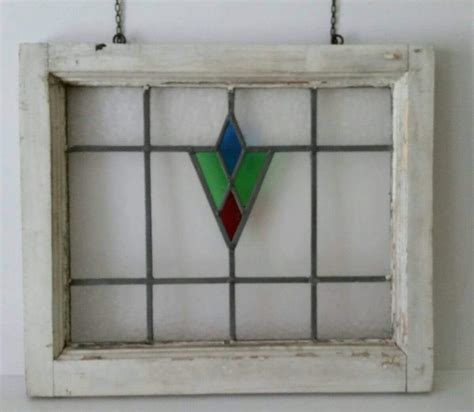 antique stained glass window architectural salvage early 1900s rustic farmhouse