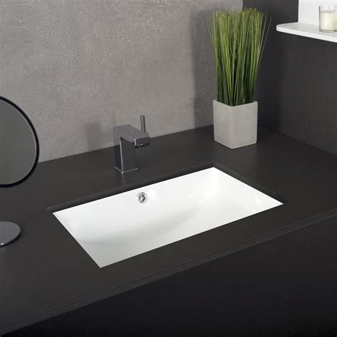 Dax Ceramic Square Single Bowl Undermount Bathroom Sink White Finish