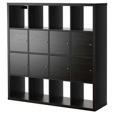 KALLAX Shelf unit with 8 inserts (doors) - black-brown, 57 7/8x57 7/8