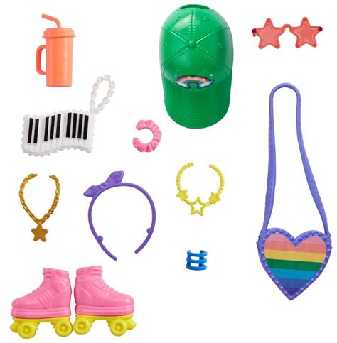 Barbie Accessories Roller Skating Pack With 11 Storytelling Pieces For Barbie Dolls Including