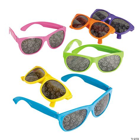 neon sunglasses with peace sign mirror lenses