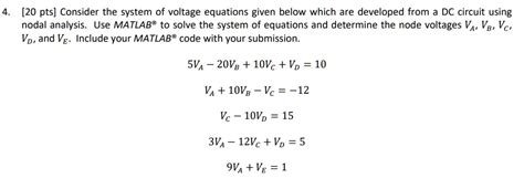 solved consider the system of voltage equations given below which are developed from a dc