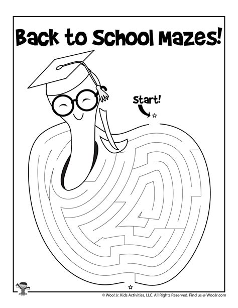 Teacher Apple Maze Puzzle Activity Woo Jr Kids Activities