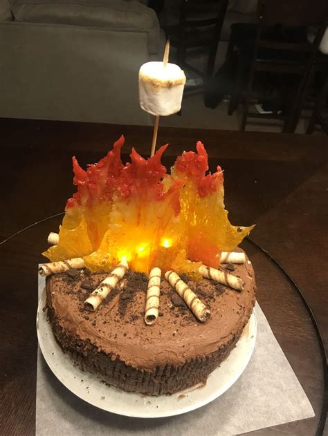 Campfire Cake w/hard candy flames | Cake, Fire cake, Cupcake cakes