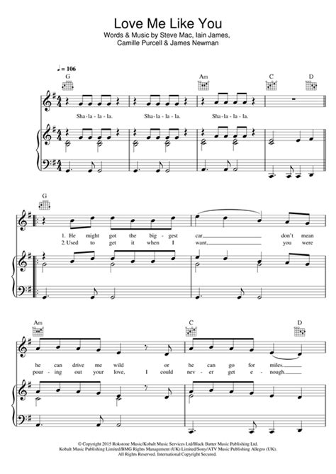 Love Me Like You Sheet Music By Little Mix Piano Vocal And Guitar