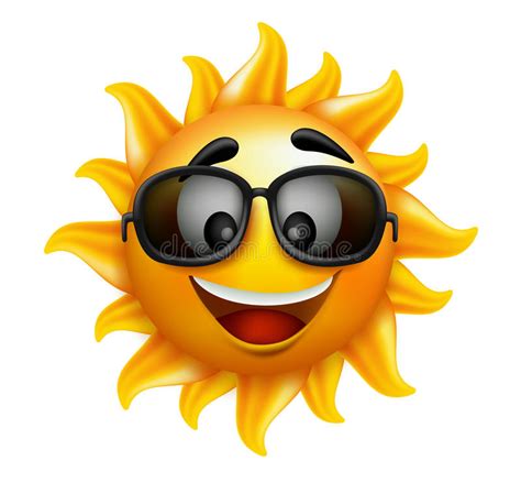 Summer Sun Face With Sunglasses And Happy Smile Stock Vector