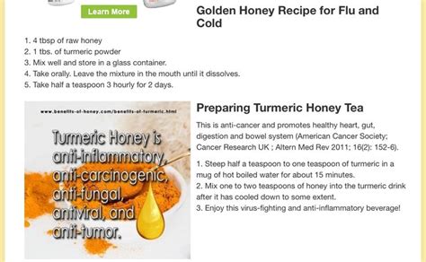Turmeric And Honey For A Cold Turmeric And Honey Honey Recipes Flu Food