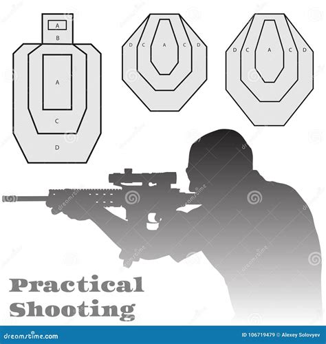 Practical Shooting Man And Rifle Targets Illustration Stock Vector