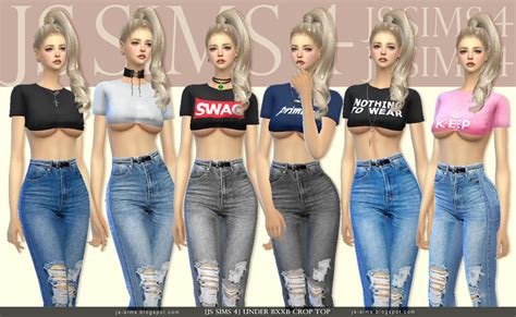 Js Sims 4 Under Bxxb Crop Top And High Waisr Cut Out Jeans