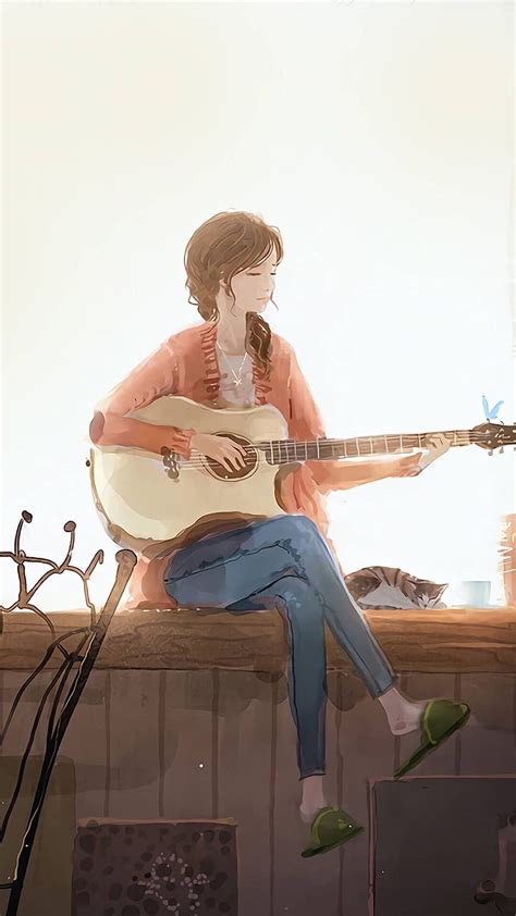 Anime Girl Guitar Beauty Music Acoustic Guitar Anime Hd Phone