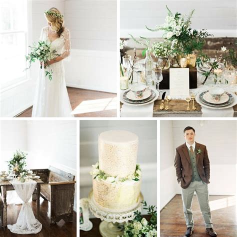 Elegant Winter Wedding Inspiration In Green White And Gold