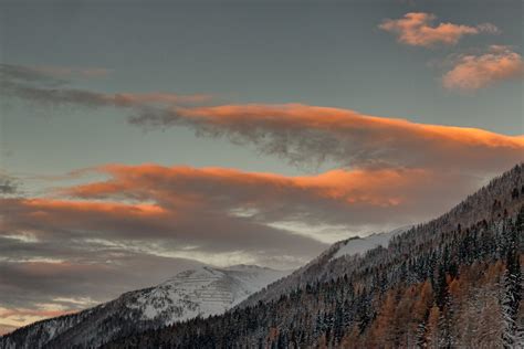 Snow Sky Trees Clouds Mountains Landscape Snow Tracks Hd Wallpaper