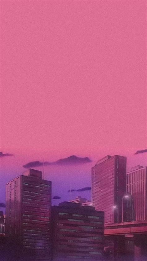 Download 90s Aesthetic Anime Pink Retro City Wallpaper