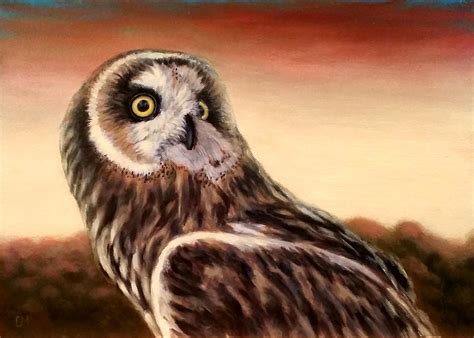 Owl At Sunset Painting By Linda Merchant Fine Art America