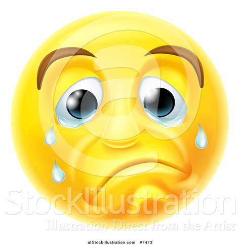 Vector Illustration Of A 3d Yellow Smiley Emoji Emoticon Face Crying By