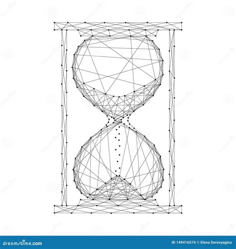 Hourglass Falling Sand From Abstract Futuristic Polygonal Black Lines