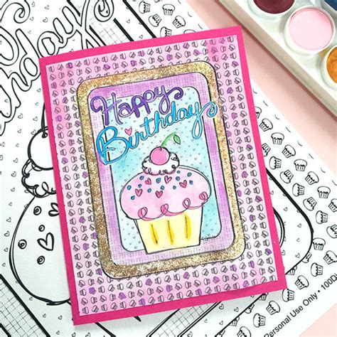 These cupcakes are great for a birthday party with a rainbow, spring, summer or wizard of oz theme. DIY Birthday Card from a Coloring Page - The Country Chic ...