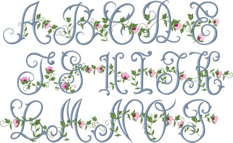 Vintage Floral Monogram Font Bling Sass And Sparkle
