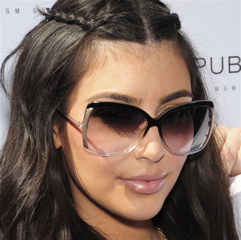 Oval Face Celebrity Kim Kardarshian In Butterfly Frame Sunglasses Celebrity Sunglasses Kim