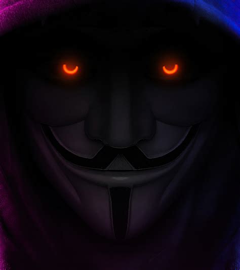 1920x2160 Anonymous With Orange Eyes 1920x2160 Resolution Wallpaper Hd