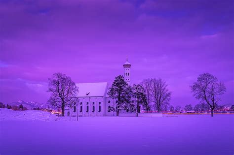 Hd Wallpaper Churches Purple Snow Winter Wallpaper Flare