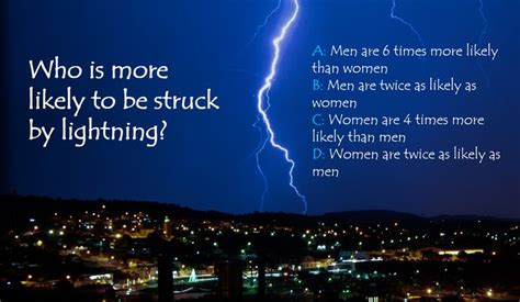 National Trivia Day Question Who Is More Likely To Be Struck By Lightning Answer A Men Are 6