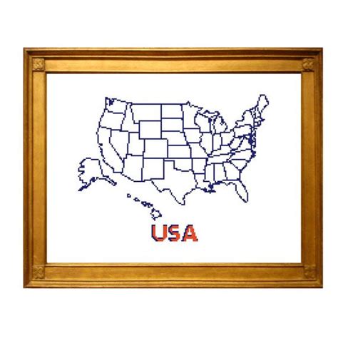 Usa Map Cross Stitch Pattern With State Outlines Studio Koekoek