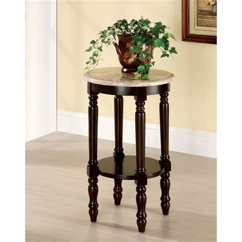 furniture of america donovan traditional wood round end table in dark cherry