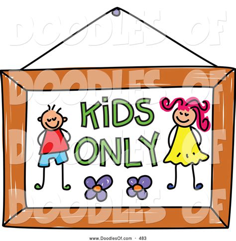 Vector Clipart Of A Cute Kids Only Sign By Prawny 483