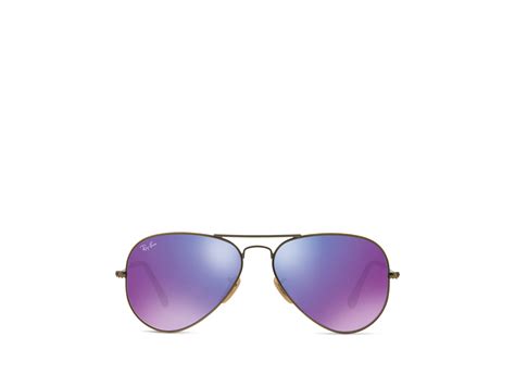 Ray Ban Mirrored Aviator Sunglasses In Purple Bronze Violet Mirror Lyst