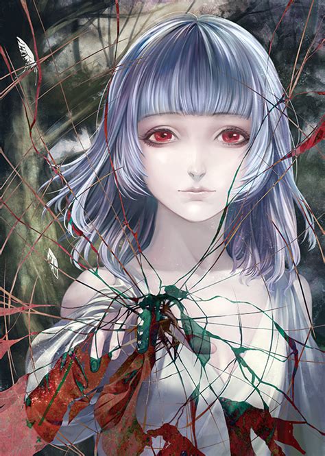 The White Haired Girl Fata Morgana No Yakata Fata Morgana No Yakata 1girl Albino Bare