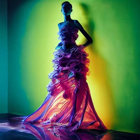 Gelatinous Neon Couture Gown On Fashion Model Midjourney Openart