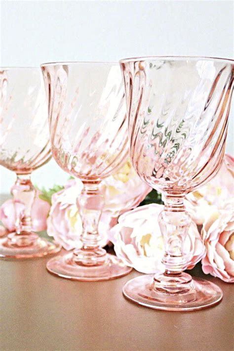 1980s French Pink Drinking Glasses 8oz Set Of 4 Pink Drinking Glasses Pink Wine Glasses