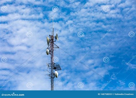 Cellular Base Station Against Blue Sky Stock Image Image Of Antenna