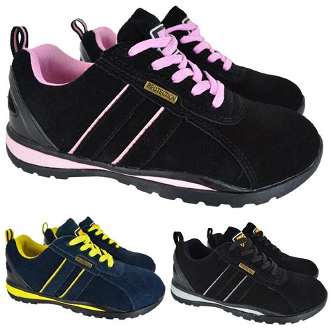 LADIES WOMENS LEATHER SAFETY WORK STEEL TOE CAP HIKING TRAINERS BOOTS ...