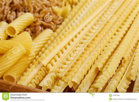 Different Types And Shapes Of Italian Pasta Stock Photo