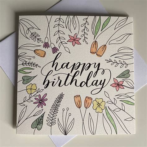 Happy Birthday Floral Card Etsy Uk